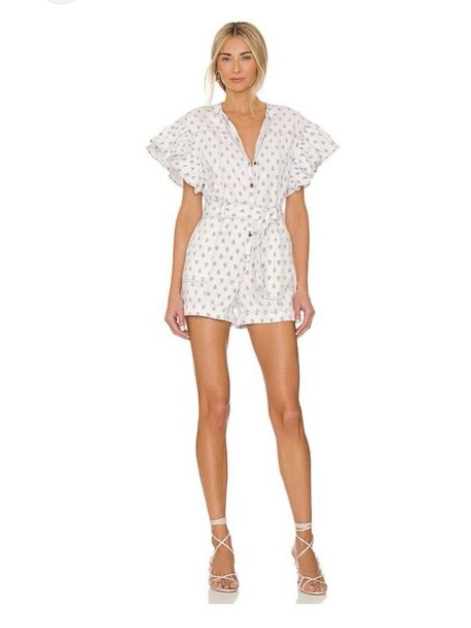 Saylor Lydia White Floral Print Short Sleeve Romper